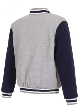 Columbus Blue Jackets Grey And Navy Varsity Jacket Back
