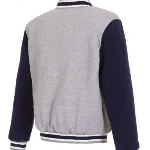 Columbus Blue Jackets Grey And Navy Varsity Jacket Back