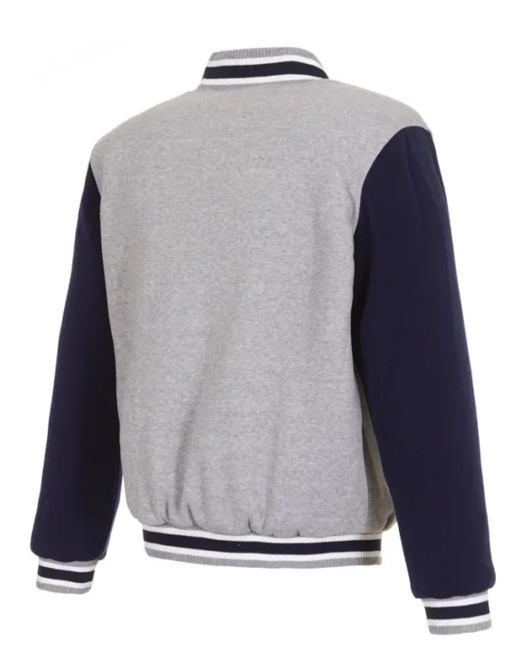 Columbus Blue Jackets Grey And Navy Varsity Jacket Back