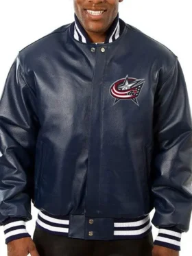 Columbus Blue Jackets Leather Bomber Jacket