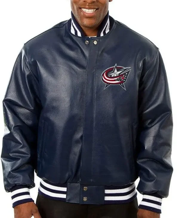 Columbus Blue Jackets Leather Bomber Jacket