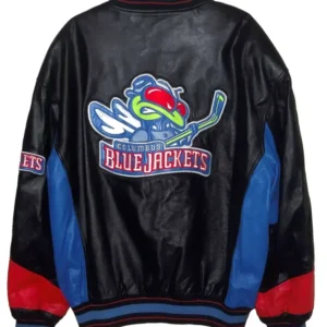 Columbus Blue Jackets Leather Vintage Bomber Jacket Back