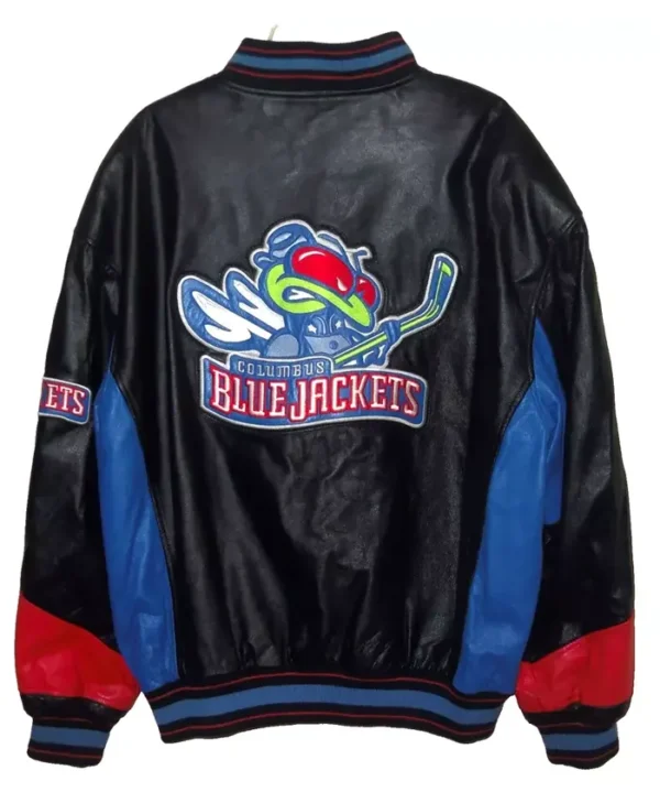 Columbus Blue Jackets Leather Vintage Bomber Jacket Back