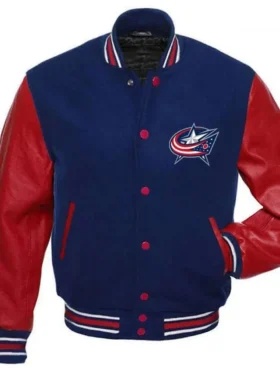 Columbus Blue Jackets Navy Blue And Red Varsity Jacket