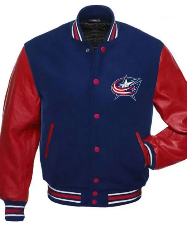 Columbus Blue Jackets Navy Blue And Red Varsity Jacket