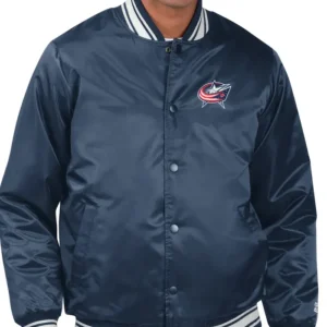 Columbus Blue Jackets Navy Blue Satin Full Snap Jacket