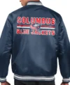 Columbus Blue Jackets Navy Blue Satin Full Snap Jacket Back