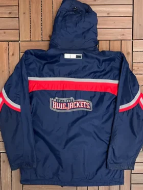 Columbus Blue Jackets Navy Blue Vintage Hooded Jacket Back