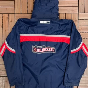 Columbus Blue Jackets Navy Blue Vintage Hooded Jacket Back