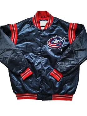 Columbus Blue Jackets Satin Full Snap Bomber Jacket