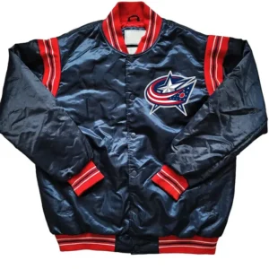 Columbus Blue Jackets Satin Full Snap Bomber Jacket