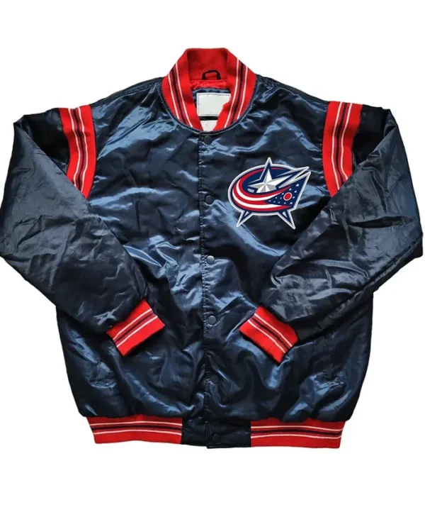 Columbus Blue Jackets Satin Full Snap Bomber Jacket