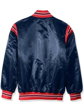 Columbus Blue Jackets Satin Full Snap Bomber Jacket Back