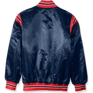 Columbus Blue Jackets Satin Full Snap Bomber Jacket Back
