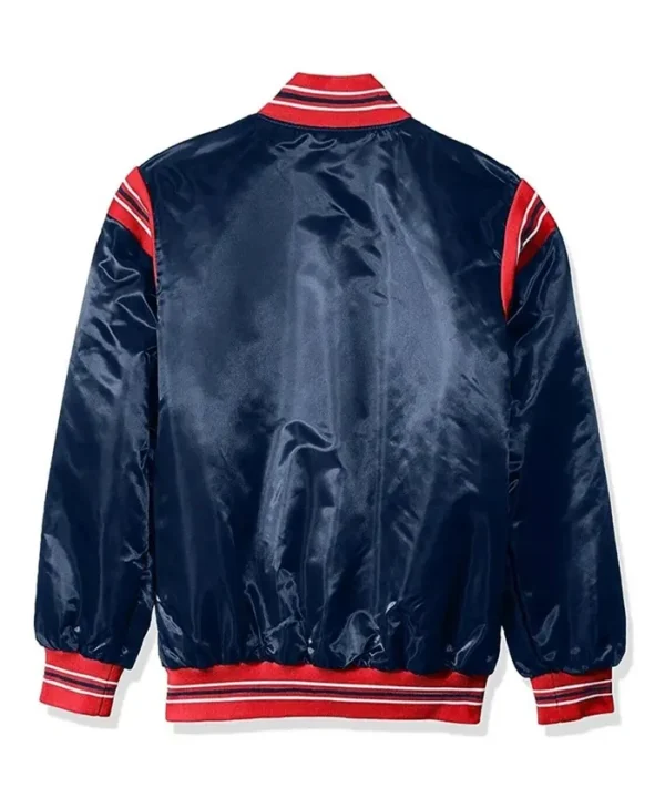 Columbus Blue Jackets Satin Full Snap Bomber Jacket Back