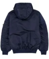 Cubs Navy Blue Hooded Ma 1 Bomber Jacket Back