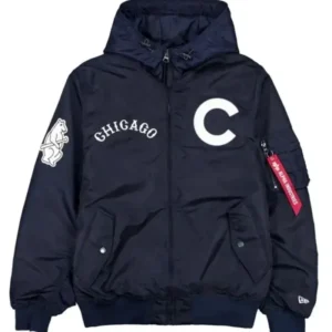 Cubs Navy Blue Hooded Ma1 Bomber Jacket