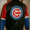 Cubs Vintage Leather Zipper Bomber Jacket Back
