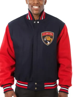 Cummings Florida Panthers Two Tone Navy and Red Wool Jacket