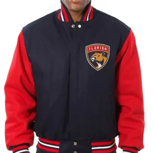 Cummings Florida Panthers Two Tone Navy and Red Wool Jacket