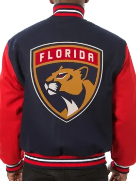 Cummings Florida Panthers Two Tone Navy and Red Wool Jacket Back