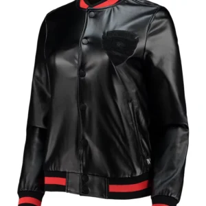 D.C. United Black Leather Bomber Jacket
