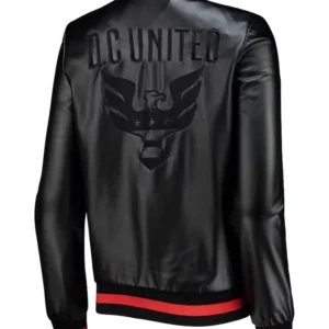 D.C. United Black Leather Bomber Jacket Back