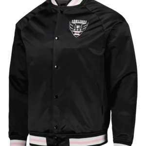 D.C. United Black Satin Full Snap Bomber jacket