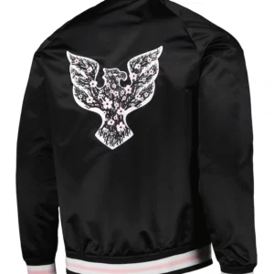 D.C. United Black Satin Full Snap Bomber jacket Back
