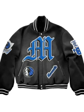 Dallas Mavericks Black Letterman Wool Varsity Jacket