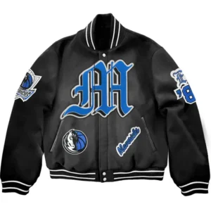 Dallas Mavericks Black Letterman Wool Varsity Jacket