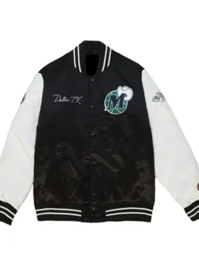 Dallas Mavericks Black White Bomber Jacket