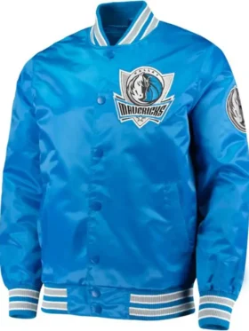 Dallas Mavericks Blue Bomber Full Snap Jacket
