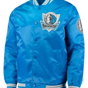 Dallas Mavericks Blue Bomber Full Snap Jacket