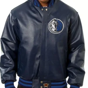 Dallas Mavericks Blue Bomber Leather Jacket