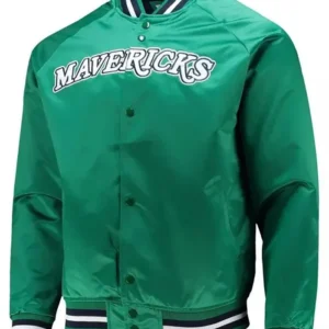 Dallas Mavericks Bomber Green Satin Jacket