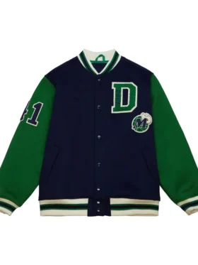 Dallas Mavericks Navy Blue And Green Varsity Jacket