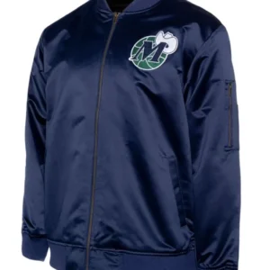 Dallas Mavericks Navy Blue Full Zipper Bomber Jacket