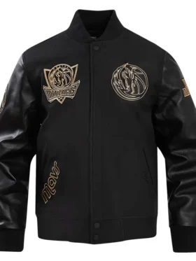 Dallas Mavericks Varsity Black And Gold Wool Jacket