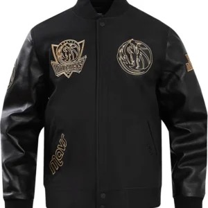 Dallas Mavericks Varsity Black And Gold Wool Jacket