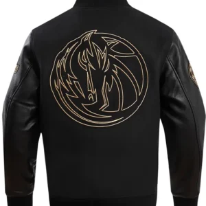 Dallas Mavericks Varsity Black Gold Wool Jacket