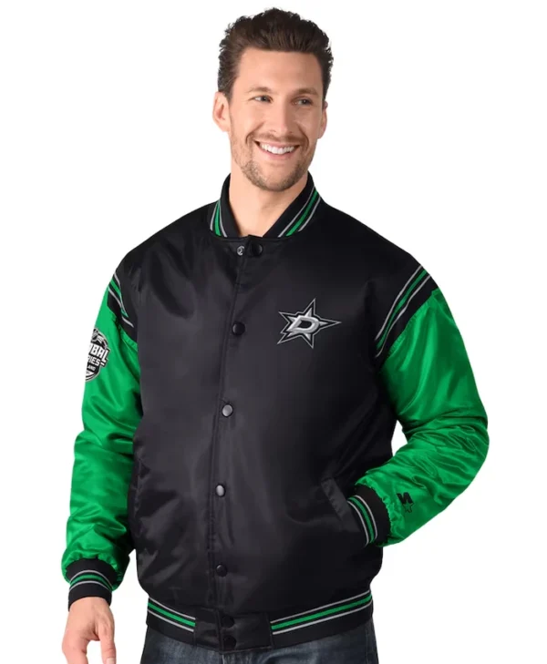 Dallas Stars Black And Green Starter Satin Jacket
