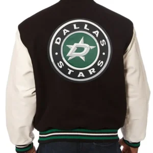 Dallas Stars Black And White Varsity Jacket Back