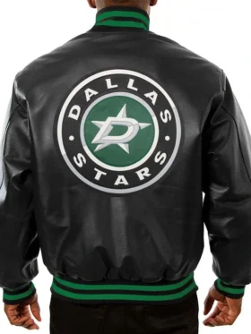 Dallas Stars Black Leather Jacket Back