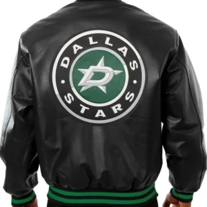 Dallas Stars Black Leather Jacket Back