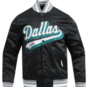 Dallas Stars Black Satin Varsity Jacket