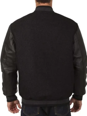 Dallas Stars Black Wool And Leather Letterman Jacket Back