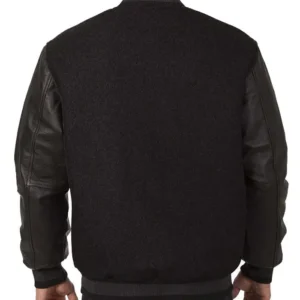 Dallas Stars Black Wool And Leather Letterman Jacket Back