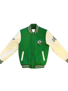 Dallas Stars Green And White Letterman Jacket