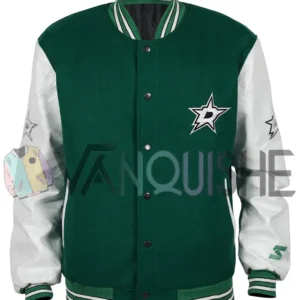 Dallas Stars Green And White Letterman Jacket front